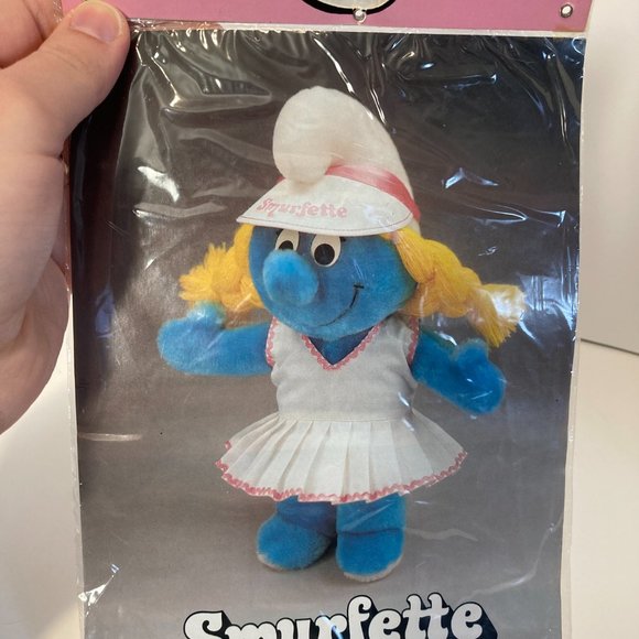 Vintage 1983 Smurfette Wardrobe Tennis Outfit Plush Doll New Pink White - Picture 4 of 8